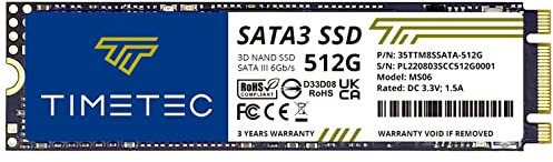 Timetec 512GB SSD 3D NAND TLC SATA III 6Gb/s M.2 2280 NGFF 256TBW Read Speed Up to 550MB/s SLC Cache Performance Boost Internal SSD for PC Computer Laptop and Desktop (512GB)