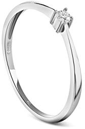 MIORE Schmuck Damen 0.05 Ct Diamant Verlobungsring mit Solitär Brillant Ring aus Weißgold 9 Karat/ 375 Gold- Ringgröße 48