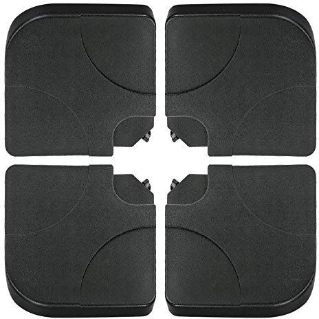LOLAhome Pack 4 UN Sujección rellenable | 64 litros, 100Kg | Negra de plástico HDPE para Estructura de Base de Parasol | Cada una de 50x50x7,5cm | para parasoles con pie de Estructura de 4 Piezas