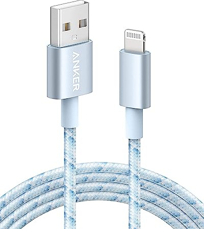 Anker 1.8m/6ft Lightning Cable, 331 Cable, Premium Nylon USB-A to Lightning Cord, MFi Certified for iPhone 14 Plus 14 14 Pro Max 13 13 Pro 12 11 X XS XR (Charger Not Included) (Winter Blue)