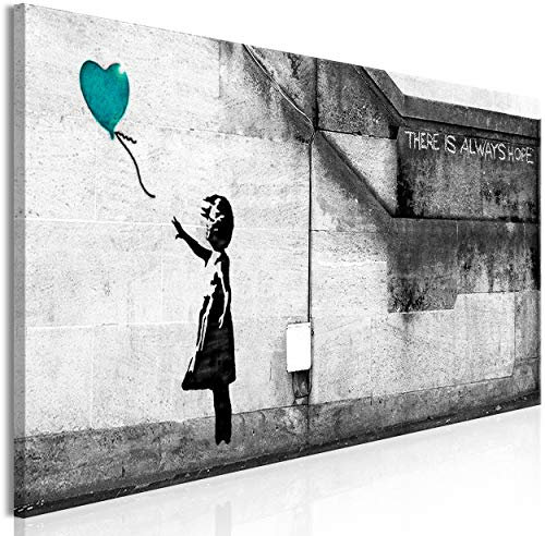 decomonkey Akustikbild Banksy 120x40 cm 1 Teilig Leinwand Modern Bilder Wandbilder XXL Schallschlucker Schallschutz Akustikdämmung Wandbild Deko Leise Mädchen mit Ballon