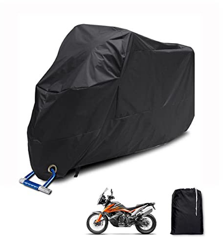 Meisax Motorrad Abdeckplane Outdoor 245 * 105 * 125 cm Motorradplane Wasserdicht Winterfest Motorradabdeckung 210T Oxford Stoff Roller Abdeckplane Outdoor Indoor Fahrräder Motorradgarage, Schwarz