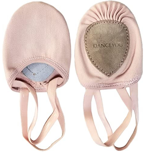 DANCEYOU Stretch Canvas Half Soles Dance Shoes Lyrical Ballet Jazz Turning Ballet Shoes for Girls Women Boy Men Pink M