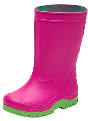 Realpaks Stivali di gomma per bambini impermeabili SD 2/2 - stivali da pioggia per ragazzi e ragazze - Rosa_verde 25_26