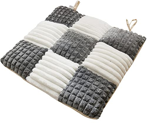 FANSU Stuhlkissen 1 2 4 6er Set, Checkerboard Muster Sitzkissen 40x40cm, Flanell Stuhl Kissenauflage mit Schleife, Sitzpolster Weiches Stuhlauflage Sitzauflage Gartenkissen (4 Stück,Grau)