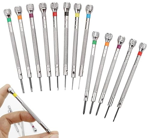 13 Pcs Micro Precision Watch Screwdriver, BetterJonny 0.6-2.0 mm,1.2-2.0mm Precision Jewelers Screwdriver Set Professional Watchmaker Screwdriver Tools for Repair Watch and Replace Batteries