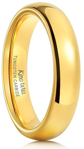 King Will GLORY Herren 4mm/6mm/8mm Wolframkarbid Ring Ehering - Gold/Roségold plattiert, hochglanzpoliert, komfortabel, gewölbt