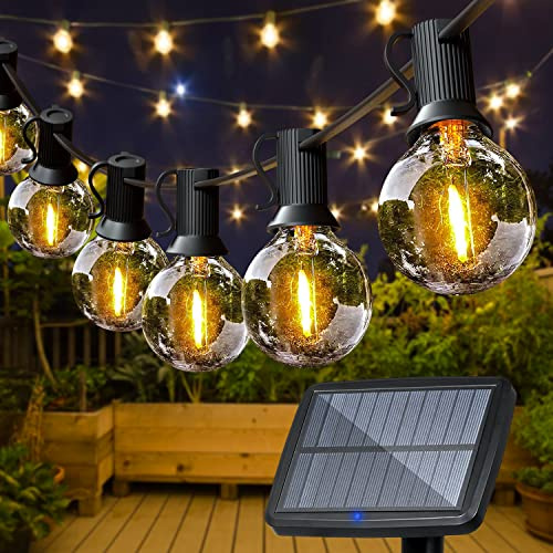 Catena Luminosa Esterno Solare, YINAMA 5.5M 10+1 Catena Luci Esterni con G40 Lampadina Ghirlanda Luci IP44 Impermeabile Filo Lampadine Esterno Decorazione per Giardino,Matrimonio,Festa