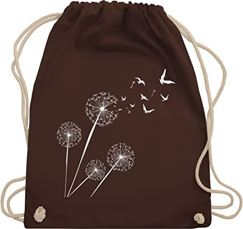 Shirtracer Turnbeutel Rucksack - Sprüche Statement - Pusteblume Löwenzahn - Unisize - Braun - beutel mama mit aufschrift vögel stoffbeutel sportbeutel aus stoff bedruckt statements blume beuteltasche