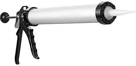 Jazooli Mortar Gun Set Pointing Grouting for Brick Outdoor Garden Paving Patio Slabs Tile Gap Cement Applicator Tool Home DIY with 380ml Aluminium Barrel and Nozzle