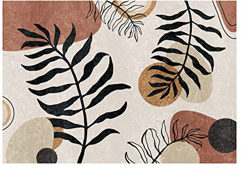 Fototapete Boho Style beige Pflanzen Blätter - inkl. Kleister - für Wohnzimmer Schlafzimmer Flur Vlies Tapete Vliestapete Wandtapete Motivtapeten Montagefertig (416x254 cm)