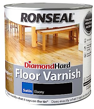Ronseal | Diamond Hard Floor Varnish | Ebony Satin | 2.5L | RSLDHFVEB25L| | Diamond Hard formulation provides enhanced abrasion resistance for high-traffic interior timber flooring.