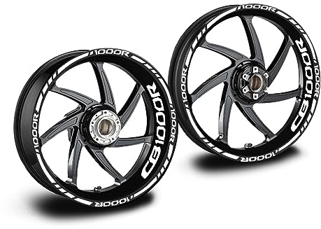Adesivi cerchi moto compatibile con honda cb 1000 r 17 pollici (bianco)