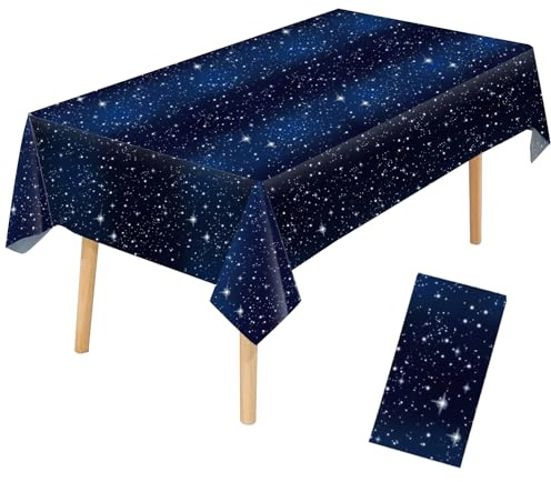 YXHZVON 1 Pièces Jetables Imperméables Plastique Nappes, Nappe à Ciel Etoilé, Nappes de Fête pour Mariages Noël Party Pique Niques (137 x 274 cm)