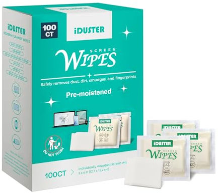 iDuster Screen Cleaner Wipes for Lens - 100 Counts Premoistened Eyeglasses Cleaning Wipes, Streak-Free Screen Wipes for iPad, Phone, Car, TV, Computer, Laptop, Eye Glasses