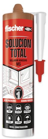 fischer - Solución Total Marrón 290ml | Alta Elasticidad y Adherencia | Uso Interior y Exterior | Pintable y Resistente a UV | Para Construcción, Automoción y Techos