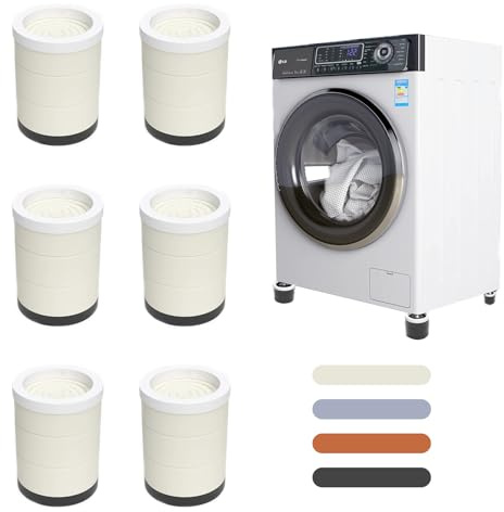 6 Stück Waschmaschine Füße Pad, Anti-Vibrationsmatte, Gummifußpolster, Anti Rutsch Pad, Stoßdämpfer, Rutschfeste Feste Anti-Abweichung, Verwendet Für Trockner, Waschmaschine (Weiß)