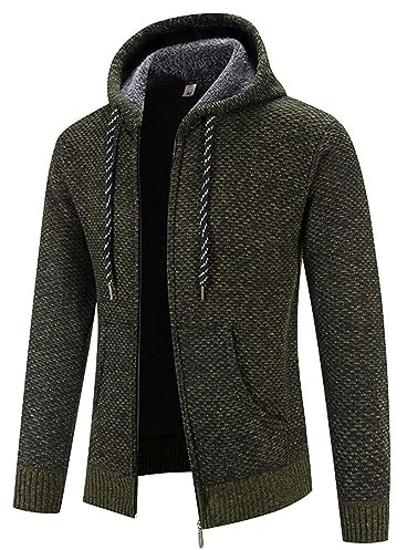 Trachten Jacke Männer: Sportlich mit Kapuze Modern Strick Janker Wintermantel Herbst 3XL mit Reißverschluss Lang Cardigan Trachtenjacke Leicht Langarm Sweatjacke Strickjacke