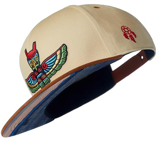 Cadency® Snapback Cap, Herren und Damen, Totem, Baseball Kappe, Basecap gerader Schirm, Größenverstellbar, Unisex Beige