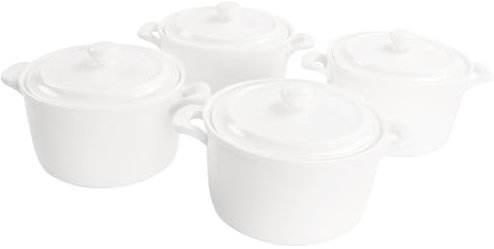 jinsongdafa Mini Casserole Dish With Lids, Porcelain Baking Cocotte Set of 4, French Soup Set, 27 oz Casserole Dishes, for Soup, Casseroles, Leftovers, Storing, Cooking, Kitchen - Microwaves, Oven and