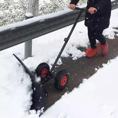 Pala da Neve Larga 30 Pollici con Ruota, Carrello per Dispositivo di rimozione della Neve rotolante all'aperto per marciapiedi della Porta del Cortile, spingineve in Acciaio Freddo