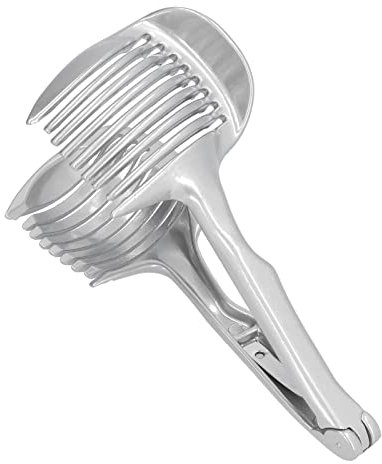 Zwiebelschneider, Edelstahl-Handschneider, Multifunktionaler Zitronenhalter für Küchenrestaurants, Silber