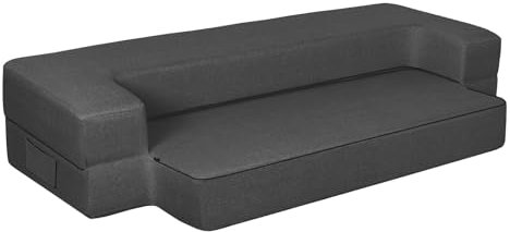ANONER Moderno sofá Cama Plegable con Espuma viscoelástica, Sillon Cama 2 Plaza Plegable, colchón, sofá para Invitados con función de Cama, sin Necesidad de Montaje, Gris Oscuro