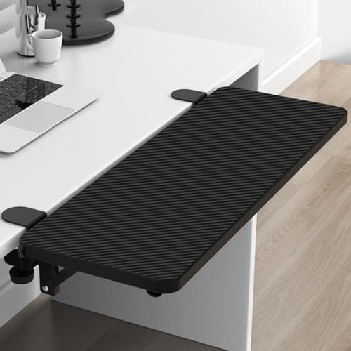 CAFIEDR Anklemmbare Tastaturablage-Erweiterungsplatine für die Organisation des Schreibtischs, Tastaturablage mit C-Klemme, kein Einschrauben in den Schreibtisch erford,Black,65cm