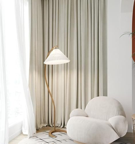 Bishilin Verdunklungsvorhänge Beige, Vorhänge Blickdicht Ösen 2 Set Modern Einfach mit Textur 107x147CM Gardinen Verdunkelnd Wohnzimmer Jugendzimmer Schlafzimmer