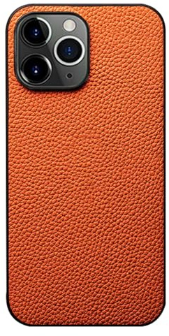 LUOTILAG Lusso Cover per iPhone 16 PRO Max/ 16Plus/ 16Pro/ 16, Protezione Dell'obiettivo Guscio Vera Pelle Fatto a Mano Sottile Custodia,Ottone,16 Plus