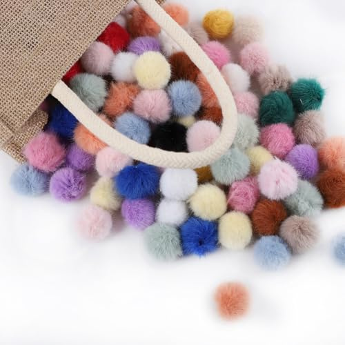 GreatRise 2-3 cm Kunstfell Pompon Fellbommel für Mützen Pelz Flauschige Pompon Ball Kunstfell Bommel für Mützen Schuhe Schals Taschen Schlüsselanhänger DIY Kreative Handwerk Gemischte Farben 20 Stück