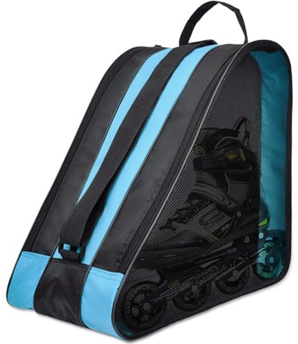GAOUTO Rollschuh Tasche, Schlittschuhtasche aus Oxford-Stoff, Ice Skate Bag mit Verstellbar Trageriemen, Tragbare Skischuhtasche, Atmungsaktive Eislauftasche Geeignet für Damen, Herren, Kinder, Blau