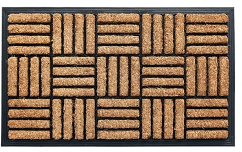 4All Coco Coir Door Mat 45x75cm –Heavy Duty Floor Mat with Non-Slip Rubber Backing – Long-Lasting Doormats Outdoor for Mud, Moisture and Debris in Garden, Garage, Patio or Porch (Pack 1)