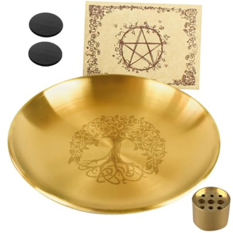Ciieeo Räucherstäbchenhalter Tablett -Set Dekorativer für Schlafzimmer Büro Teestube 14 cm Metall-räuchergefäß Ornament 9 Löcher