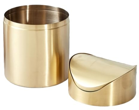 Alipis Mini-Schreibtisch-Mülleimer Aus Edelstahl Mit Druckdeckel Desktop-Abfallbehälter Für Büro Schlafzimmer Küche Und Auto Kompakter Papierkorb Für Arbeitsplatte 6.61X4.72X4.72in