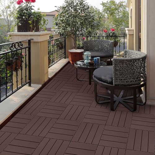 44 Pieces of 11.8 x11.8 Environmentally Friendly and Durable Plastic Interlocking Deck Tiles, Ideal Laying Material for Balconies/Swimming Pools, Decorative Flooring Available in Multiple Colors