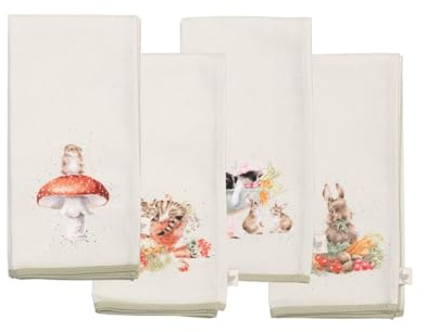 Wrendale Designs - Garden Friends' Set of Four Animal Fabric Napkins