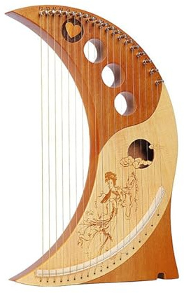 SXTYYH Lyre Harfe, 10,15,19 Saiten Mahagoni Harp Leicht Zu Erlernen Tragbar Mahagoni Korpus Musikinstrument for Anfänger, Kinder Und Erwachsene(19-tone box-moon shape)