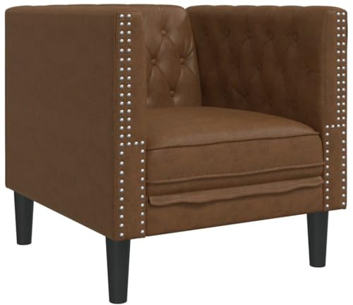 vidaXL Chesterfield-Sessel Braun Kunstleder in Wildleder-Optik