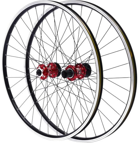 ERSINIAN 26/27,5/29 Zoll 7-12-Gang-Mountainbike-Radsatz, abgedichtete Lager, Vorder-/Hinterrad-Aluminiumfelgennabe, Doppelscheibe mit sechs Schrauben (rot, 29 Zoll)