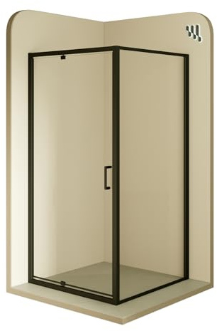 Duschkabine ISADORA 100x100 cm Tür: 100 cm Eckdusche mit Fronteinstieg schwarze Aluminium Profile - Links und RECHTS montierbar! aus 6mm ESG Nano Sicherheitsglas #553