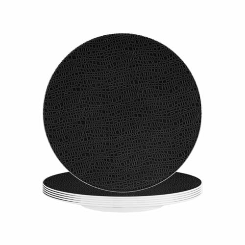Seltmann Weiden Life Fashion Glamorous Black Frühstücksteller 6er Set, 22.5 cm, Runde Dessertteller mit modernem Strukturdesign, Mix & Match Geschirr, Porzellan, Schwarz/Weiß