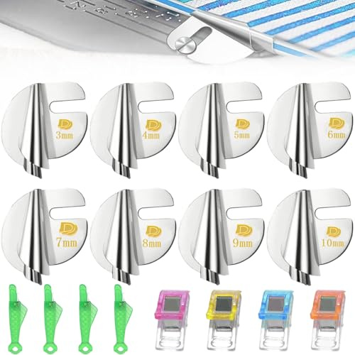 8 Stück Rollsaumfuss für Nähmaschine, Nähmaschinen Zubehör Rollsaum Nähfuß mit 8 Nähzubehör Klammern, 3-10mm Universal Nähmaschine Rollsaumfuß Set, Nähzubehör für Rollsaum für Heimgebrauch Gewerblich
