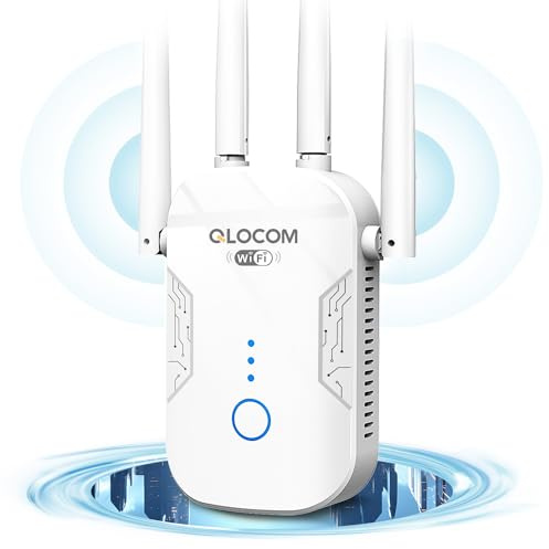 QLOCOM 2025 Nuevo Amplificador Señal WiFi 1200Mbps Repetidor WiFi, Doble Banda 5GHz y 2.4GHz Extensor WiFi con WPS, WiFi Booster Compatible con Todos los Routers