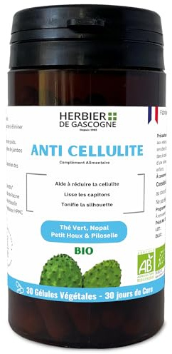 Anti-Cellulites Bio | 1 gélule par jour | 30 gélules | Composition Exclusive | Thé vert | Nopal | Petit Houx | Piloselle | 100% naturel | L'HERBIER DE GASCOGNE | Herboriste depuis 1985