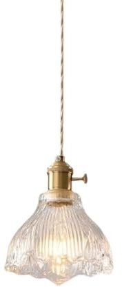 QZLNQSY POKHDYE American Vintage Dining Room Bar Chandelier Brass Glass Bedroom Bedside Pendant Light E26/E27 Light Source Kitchen Island Living Room Study Single Head Hanging Lamp