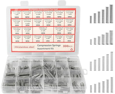 300 Pcs Compression Springs Assortment Kit, Springs Assorted Extension Spring, Stainless Steel Small Extended Compressed Spring Set, 23 Sizes Coil Sp-rings Spiral Spr-ings Kit For DIY, Repairs