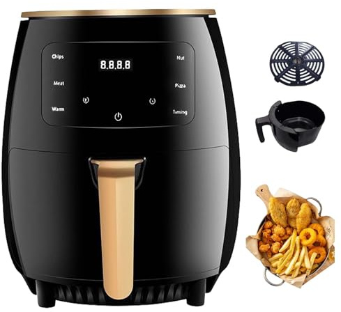 Friggitrice Ad Aria, Grande 6l Con Display Digitale E Timer Digitale Da 6 Ore, 8 Preimpostazioni Di Cottura Con Un Solo Tocco, 1400 W The Big Fire Con Pale Della Turbina Aggiornate, Calore A 360 ° Per
