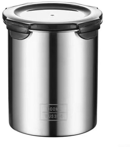 Besttoolifes Frischhaltedose aus Edelstahl, luftdicht, vakuumversiegelter Behälter, mit Verriegelungsklemme und Silikondichtung, für Kaffee, Bohnen, Tee, Zucker, Kekse, Mehl, Küche (900 ml)