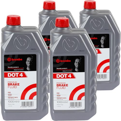 Brembo 4x Bremsflüssigkeit vorne (1 L) | 4x 1L L 04 010, Prime Line Dot 4